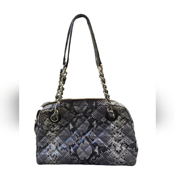 Kate Spade New York Snakeskin Print Shoulder Bag Chain Strap Neutral Python Look - Picture 2 of 16